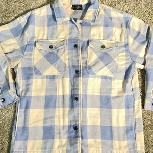 Blue and Cream Plaid Button Down Shirt